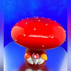 Handmade red resin mushroom.                             PRICE DROP